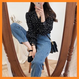 Áo sơ mi nữ kiểu chấm bi ưa nhìn  [TTBK]