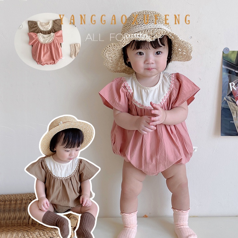 Bộ Áo Liền Quần Tay Cánh Tiên Dễ Thương Cho Bé Gái