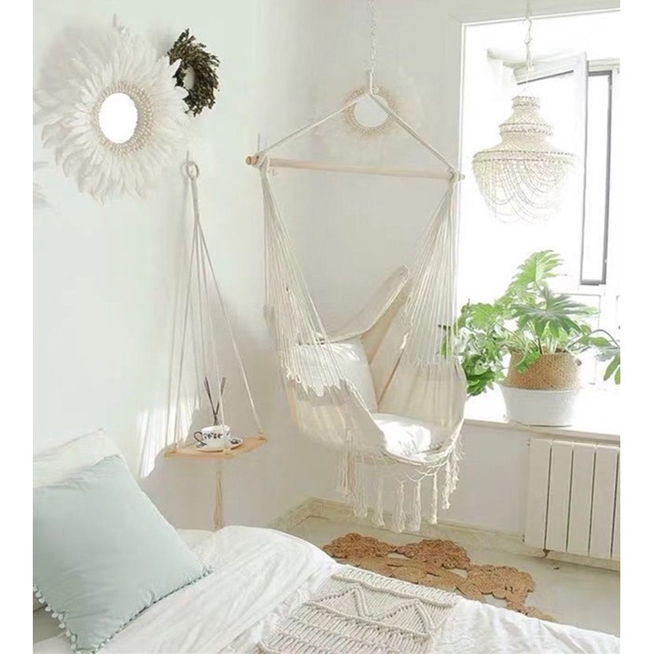 Võng lười canvas kèm thanh gỗ tháo lắp dễ dàng - tặng kèm đệm