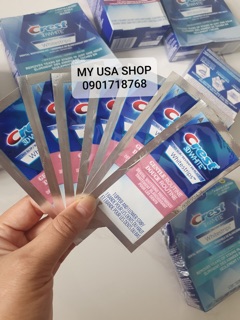 Miếng dán trắng răng Crest ❤️ Miếng dán răng Crest 3D White 1 Hour Express/Whitestrips Gentle Routine