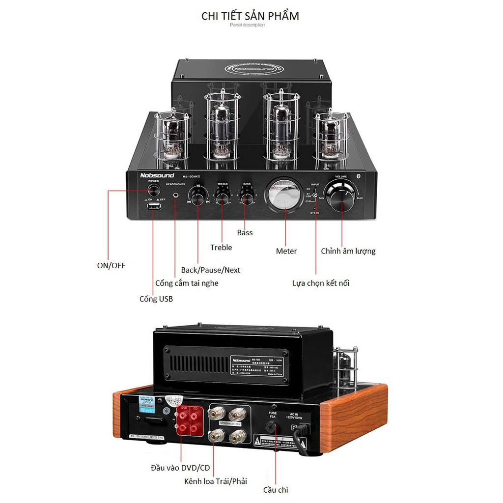 Amplifier Đèn Mini Bluetooth Nobsound MS-10DMKII Cao Cấp