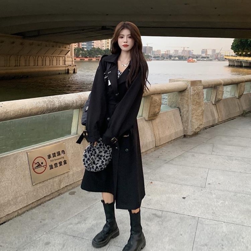 Áo măng tô vest dáng dài kèm dây đeo mặc thu đông cho nữ - Hàng QCCC | BigBuy360 - bigbuy360.vn