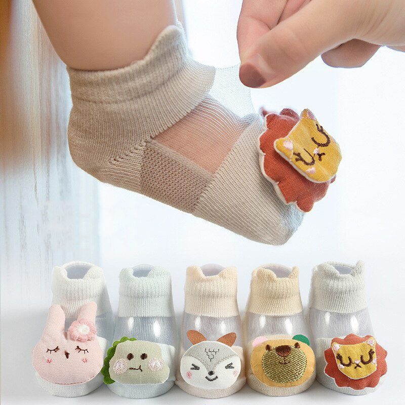 Tất Cotton Phối Lưới Thoáng Khí Họa Tiết Hoạt Hình Dễ Thương Cho Bé