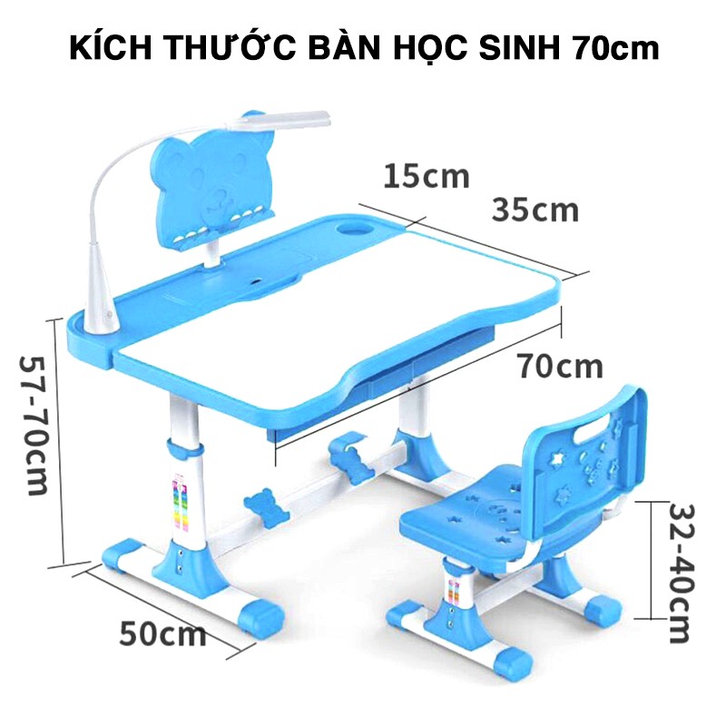 Bàn học cho bé RIBO HOUSE bộ bàn học sinh thông minh 50x70cm có điều chỉnh kích thước mặt bàn, chống gù RIBO139