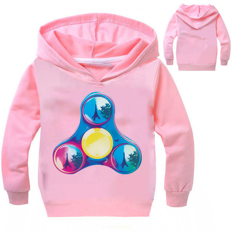 Fingertip Spinner Children's Spring Hooded Sweater Cartoon Game Long Sleeve Children's Spring and Autumn New Casual Boys and Girls Sweater Sweatshirt Cap