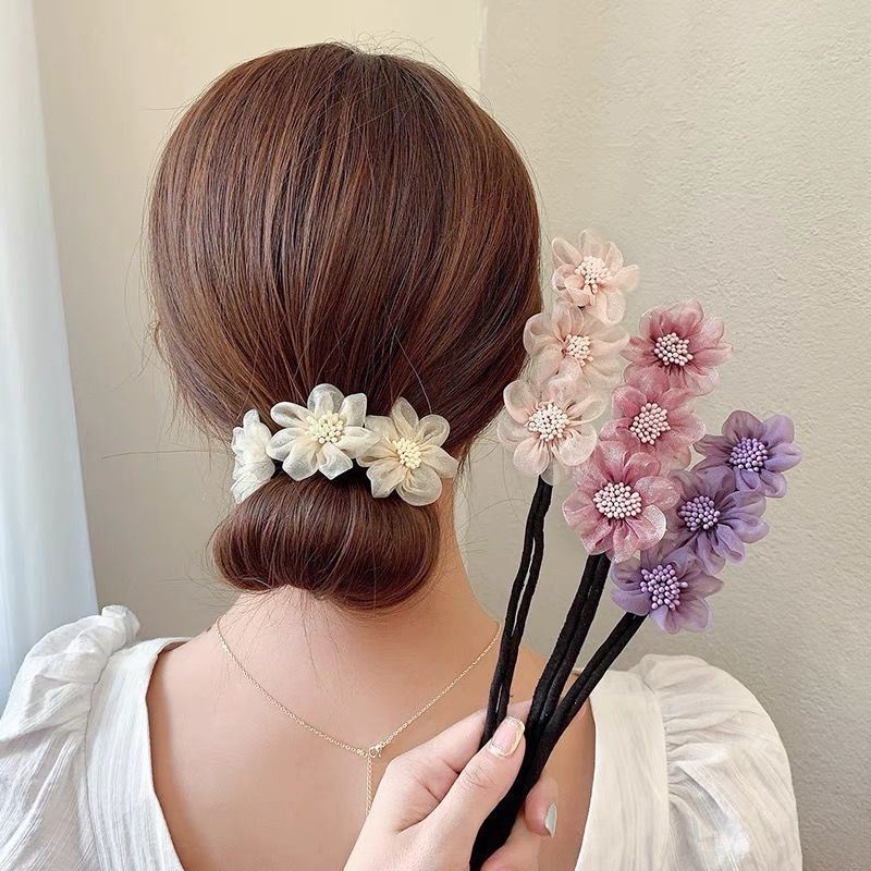 Phụ kiện tạo kiểu tóc hình bông hoa chống trượt phong cách Hàn Quốc thời trang thanh lịch cho nữ