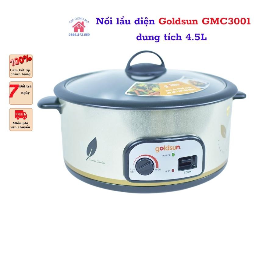 Nồi lẩu điện, nồi lẩu đa năng Goldsun GMC-3001, dung tích 4.5L, lòng nồi nhôm phủ chống dính, bảo hành 12 tháng