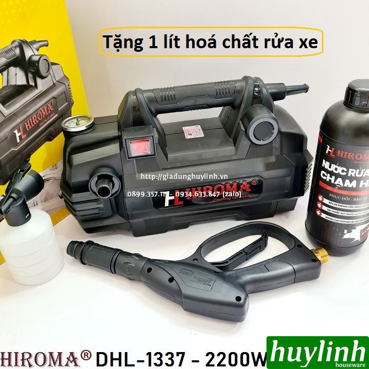 Máy xịt rửa xe Hiroma DHL-1337 - 2200W - Tặng 1 lít nước rửa xe