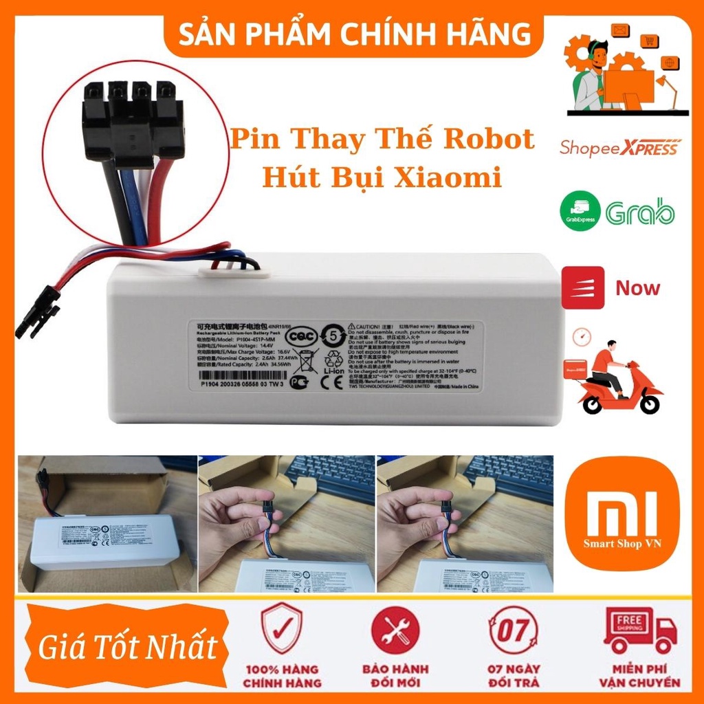Pin Thay Thế Robot Hút Bụi Xiaomi Mijia 1C/ Pin Robot Mijia STYTJ01ZHM/ Pin Robot P1904 4S1P MM - Hàng Chính Hãng