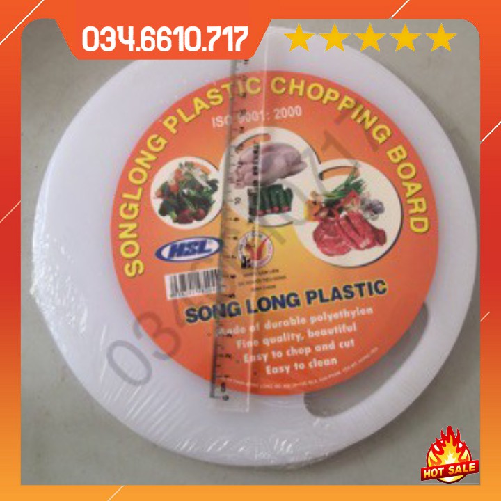 Thớt nhựa tròn trắng cỡ nhỡ tiện dụng nhỏ gọn