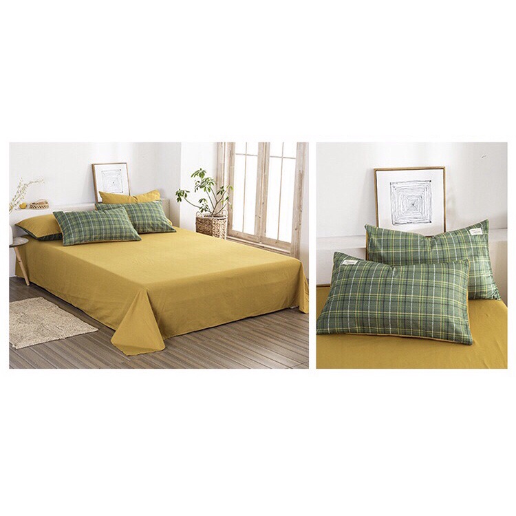Bộ Ga Gối ❤️ cotton tici đủ size ga giường cotton đũi trơn basic nhập khẩu phong cách hàn quốc Mượt Decor