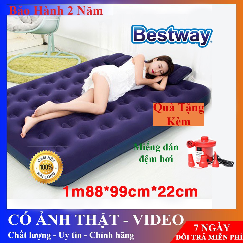 [Bảo hành 2 NĂM] Đệm hơi Nệm hơi Bestway 67001- Size: 1,88m x 99cm x 22cm. Tặng kèm bơm hơi.