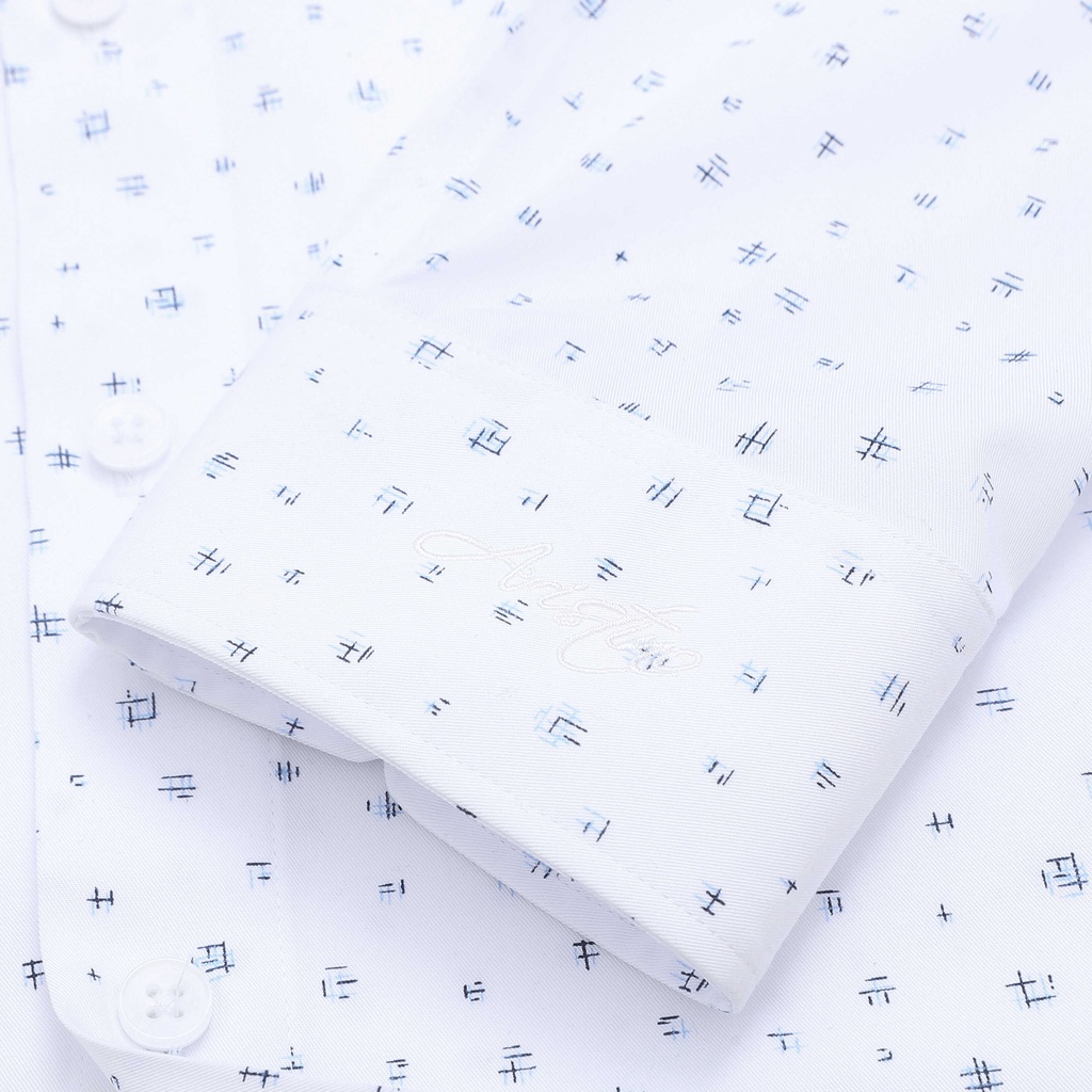 Áo sơ mi nam dài tay ARISTINO màu trắng in họa tiết tinh tế, thanh lịch -  ALS02702