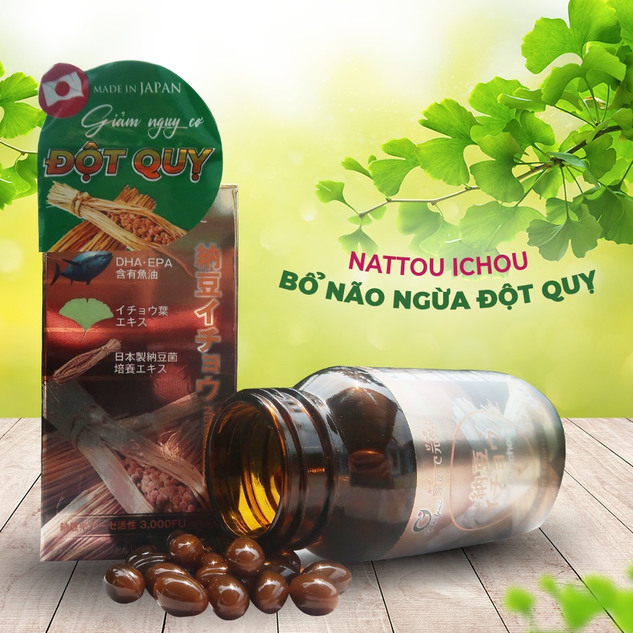 Natto Ichou ngừa đột quỵ Nhật Bản Nattokinase 3000 FU bổ não ginkgo Genki Fami [Chính hãng] - KONNI39
