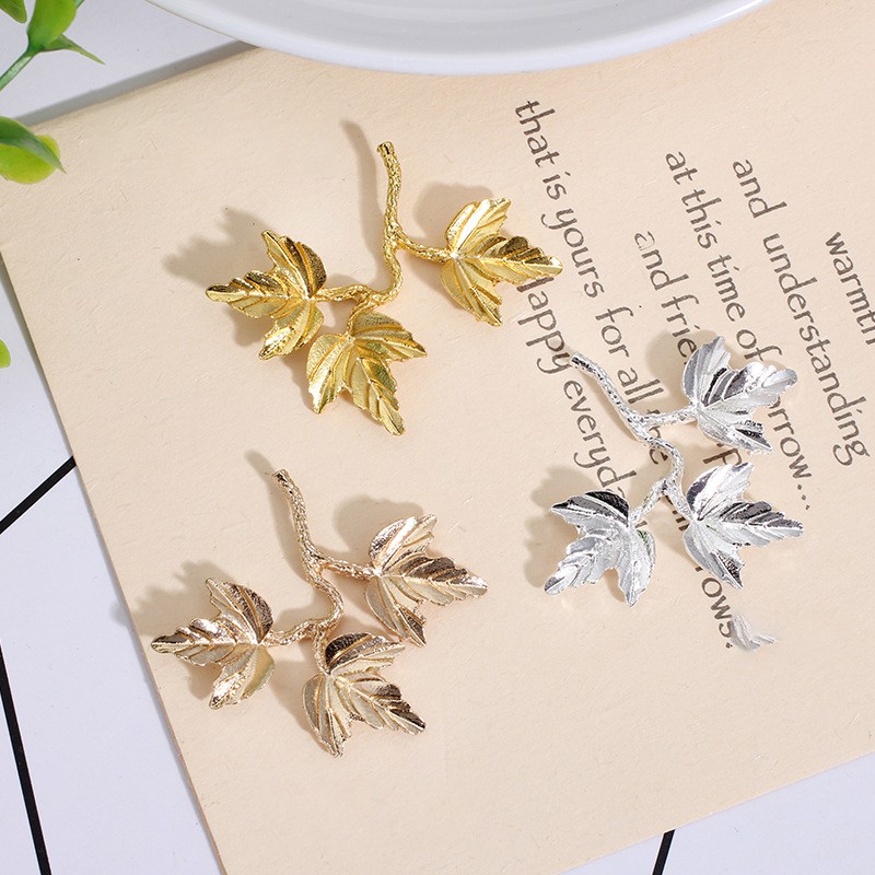 1 phiến đúc lá phong 40*34mm nguyên liệu làm trâm làm trang sức cổ trang cosplay cổ phục có màu KC