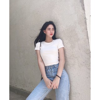 Áo croptop trơn siêu phối đồ