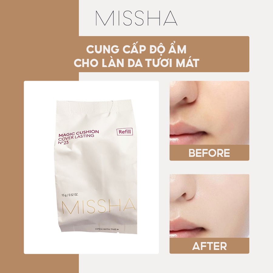 Combo Phấn Nước Che Phủ Hoàn Kiềm Dầu Missha M Magic Cushion Cover Lasting SPF50+/PA+++ 15g và Lõi thay thế Refill | BigBuy360 - bigbuy360.vn