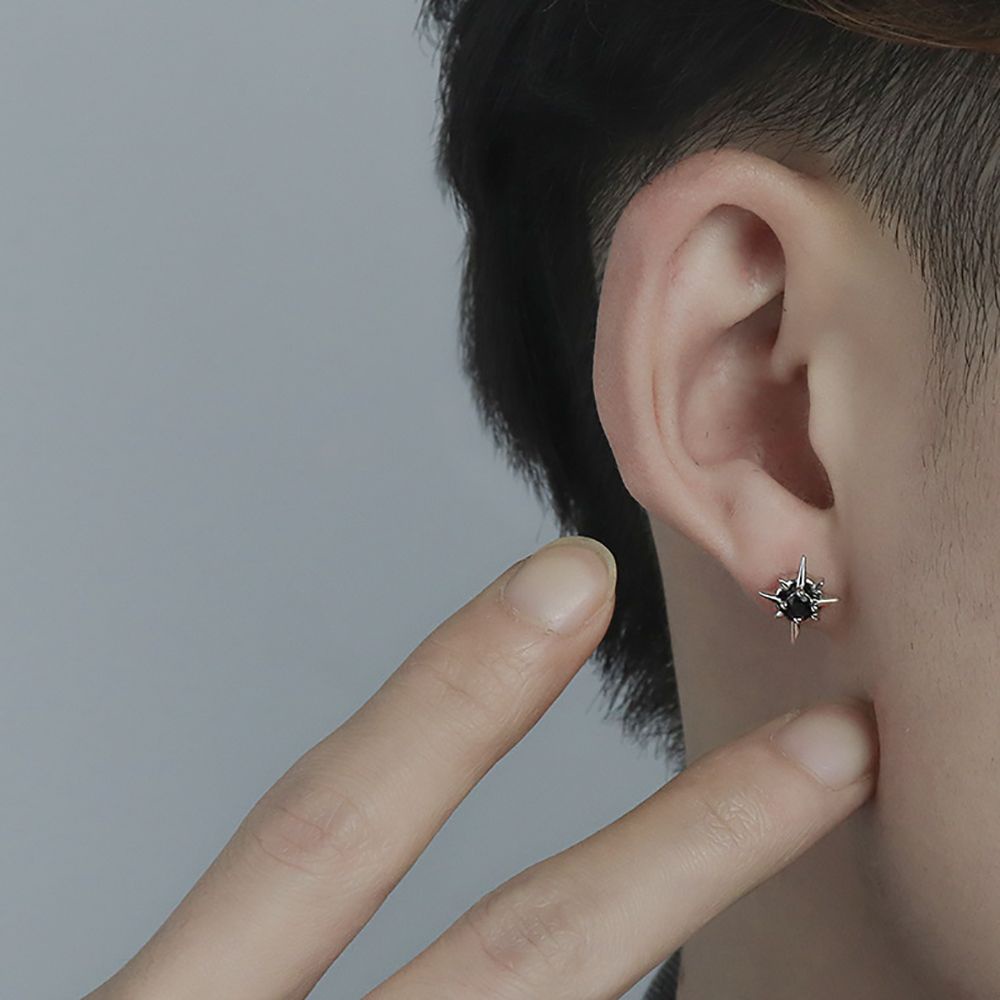 Khuyên Tai Hình Ngôi Sao Đính Kim Cương Giả Nhiều Màu Bằng Hợp Kim Thời Trang Hàn Quốc Cổ Điển Dành Cho Nam