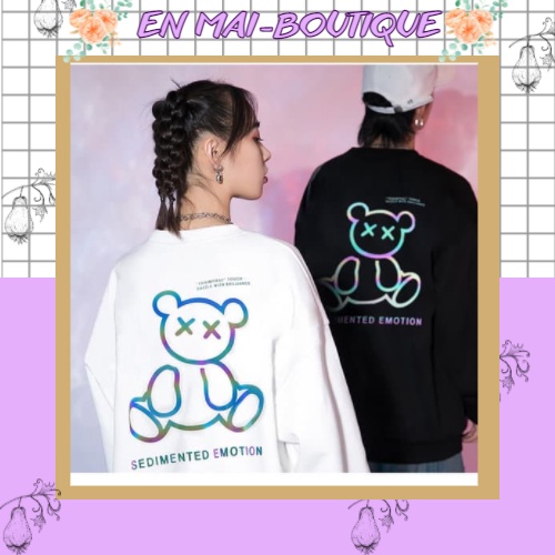Áo Sweater Phản Quang Gấu Sedimented Emotion Chất Liệu Thun Cotton Mềm Mịn