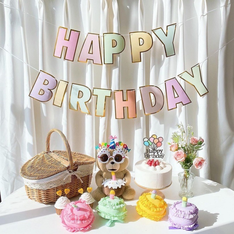 Dây Cờ HAPPY BIRTHDAY Tone Màu Pastel Trang Trí Nhật Xinh Xắn - Yori Party