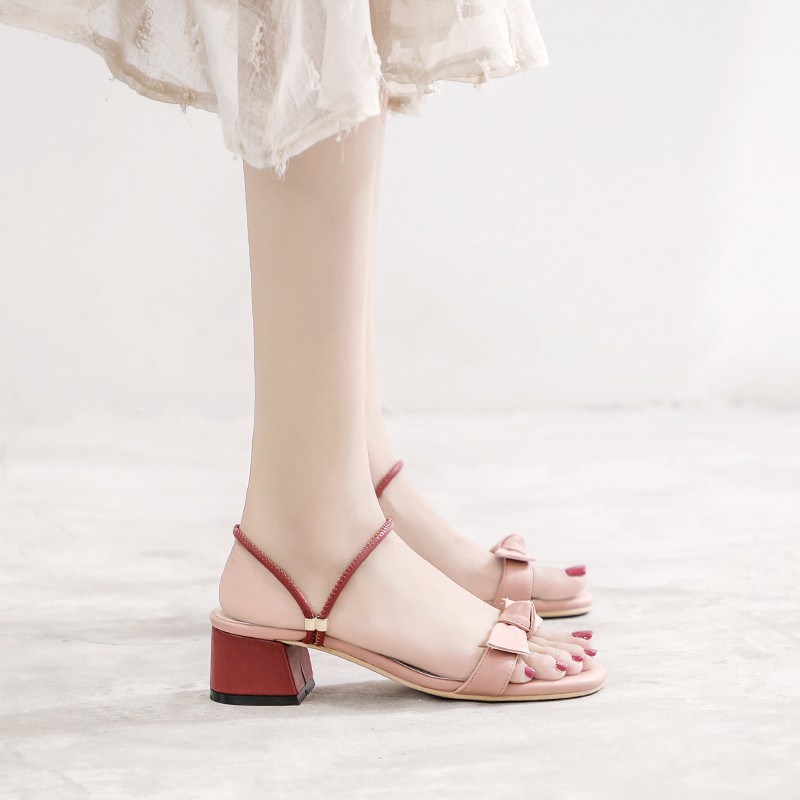 GIÀY CAO GÓT SANDAL QUAI NƠ Ú ĐI 2 KIỂU CG0487 Giày dép xinh MYS