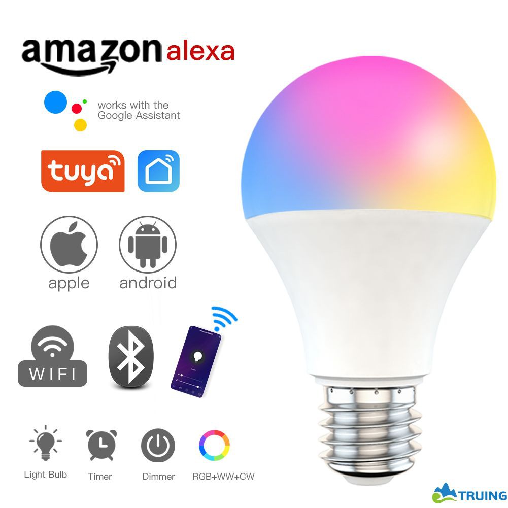 Smart Wifi Bulb Dimming Light Bulb 9W RGBCW Smart Light Bulb Voice Control Work With Alexa Google Home truing