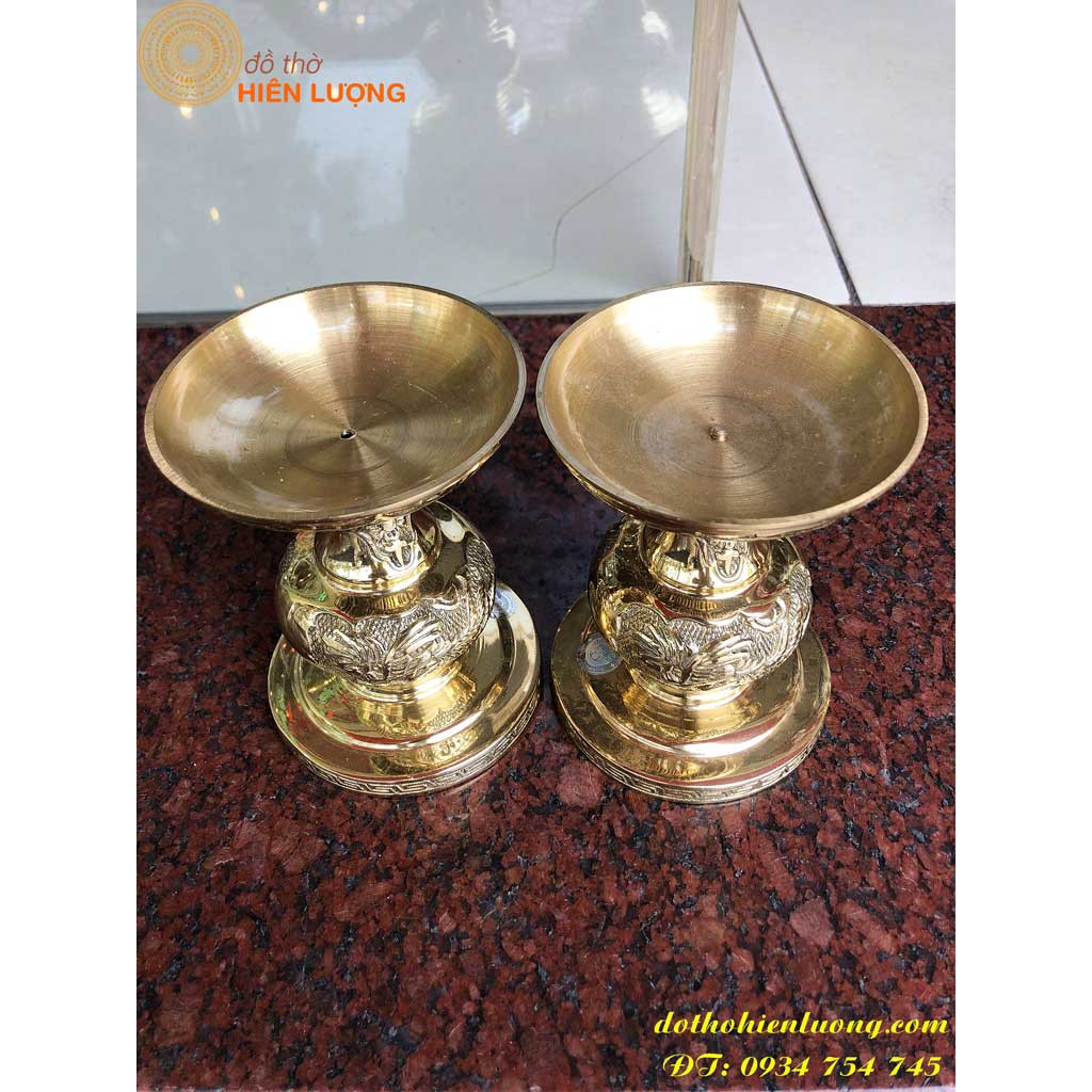 Chân Nến Thờ Bằng Đồng 10cm-11.5cm-13cm  - Chân Nến Đồng Trang Trí - Đồ Thờ Cúng