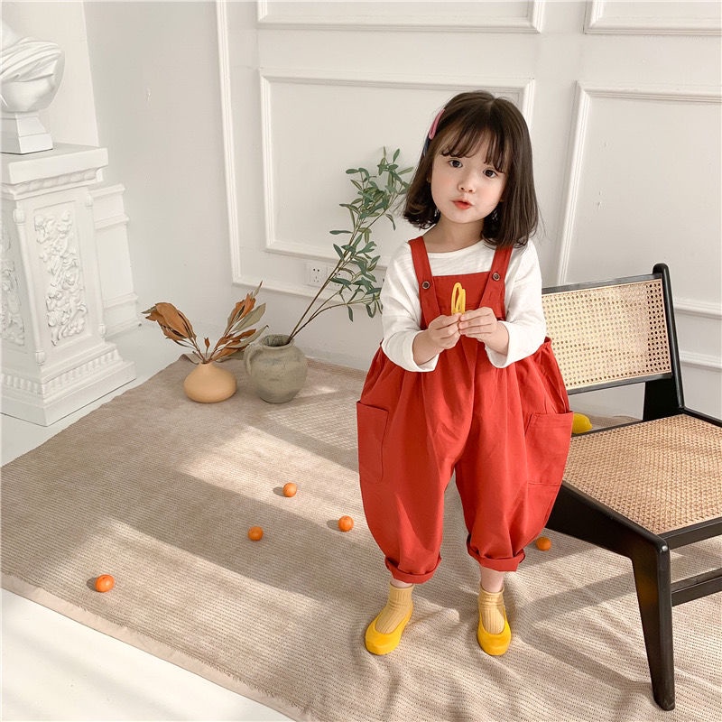 Very cute girls' bib pants casual fashion trendy