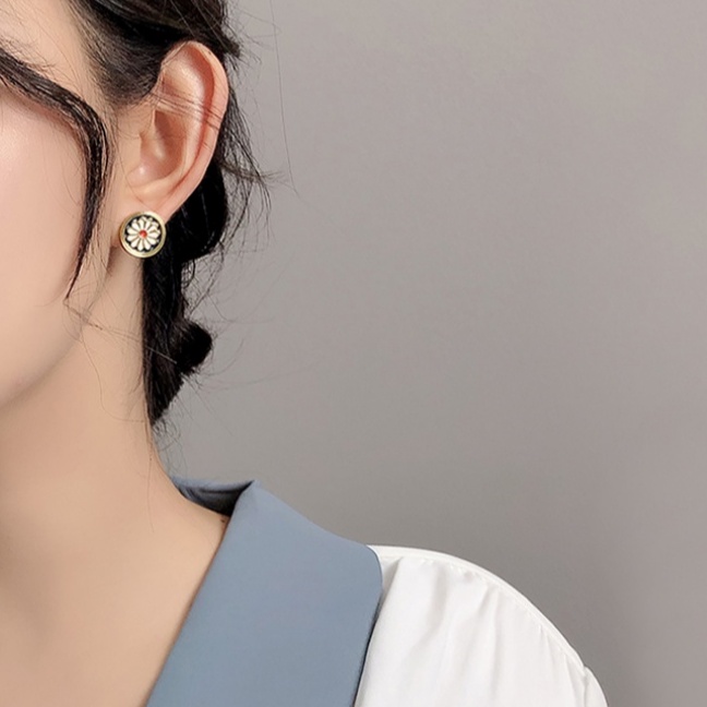 Bông Tai Đính Đá Xanh Dương Phong Cách Hàn Quốc Thanh Lịch Cho Nữ