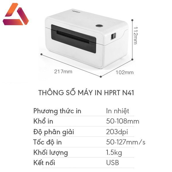 Máy in nhiệt - Máy in đơn hàng không cần mực NHỰA HVT N41 - TRẮNG bảo hành 12 tháng