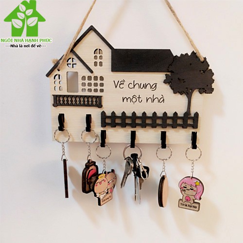 Bảng gỗ decor trang trí nhà cửa Mẫu BM_135 có móc treo chìa khóa