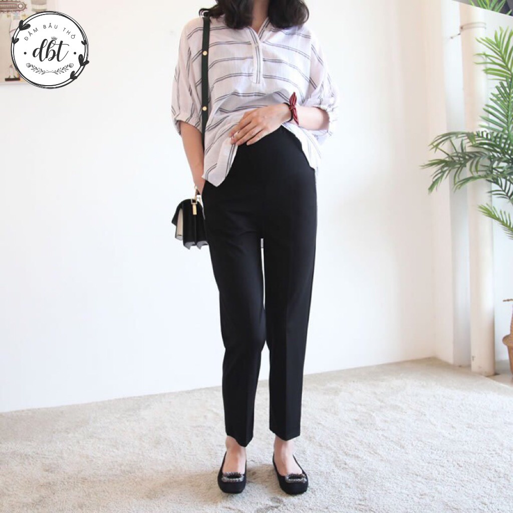 Quần Baggy Công Sở   Dành Cho Bầu Màu Đen Mẫu Mới