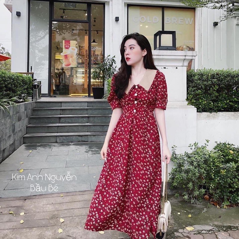 [Mã WASTMAY giảm 15% tối đa 30K đơn 150K] ⚡️BÁN SỈ⚡️Đầm hoa cổ V 3 màu đỏ, be, cam | BigBuy360 - bigbuy360.vn