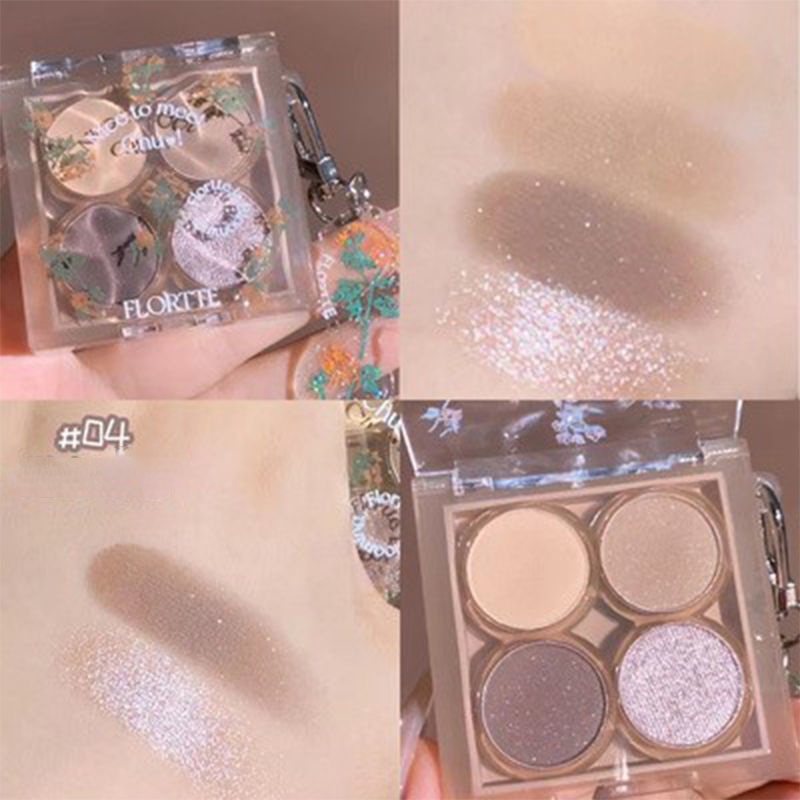 FLORTTE Bảng Phấn Mắt Trang Điểm Bốn Màu Sắc Cho Nữ Kiss Bobo