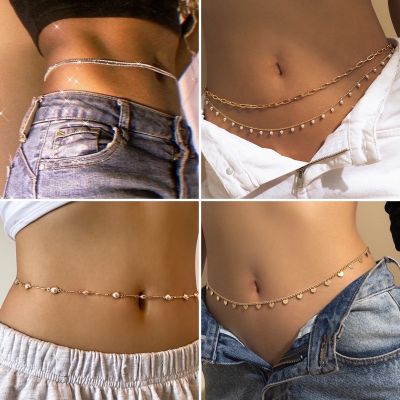 [ Nhiều mẫu ] Body chain đính đá belt, thắt eo
