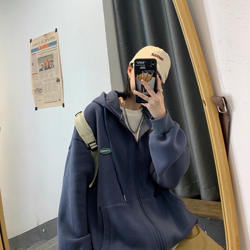 Áo khoác Hoodie nam nữ Unisex màu tím đen ghi xanh dài tay có mũ basic khoá kéo chất nỉ bông phom rộng Hàn Quốc | BigBuy360 - bigbuy360.vn