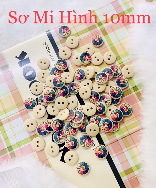 140 Nút Sơmi Gỗ 10mm 4 Kiểu Cực Dễ Thương Giá Sỉ