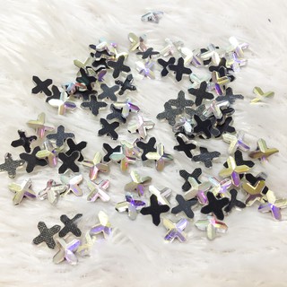 Đá ủi nhiệt hình ngôi sao 4 cánh, hạt đá ủi áo đầm ngôi sao ánh 7 màu hat hong kong siêu đẹp