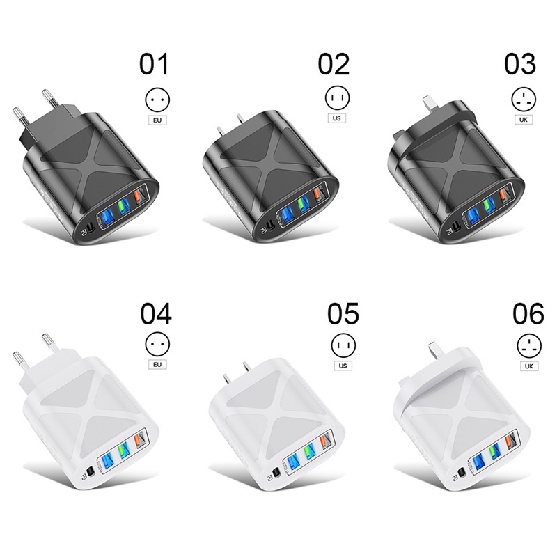 Đầu sạc nhanh QC3.0 USB C 48W PD 3 cổng tự động Bộ sạc dự phòng