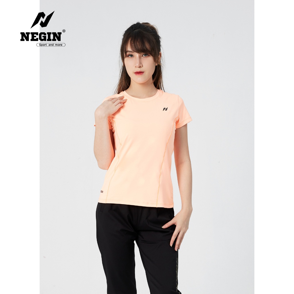 Áo Thun T-Shirt Nữ NEGIN Thiết Kế Cổ Tròn Ngắn Tay Form Ôm Body, Chất Vải Co Giãn Thoáng Mát AN348W