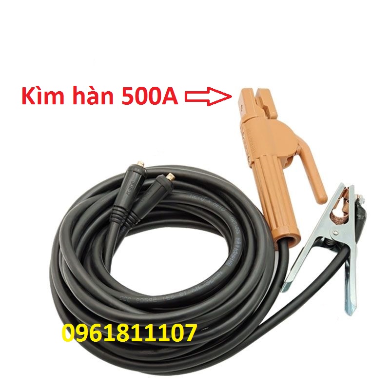 Bộ dây kìm hàn và kẹp mass 16mm 500A tặng kính hàn