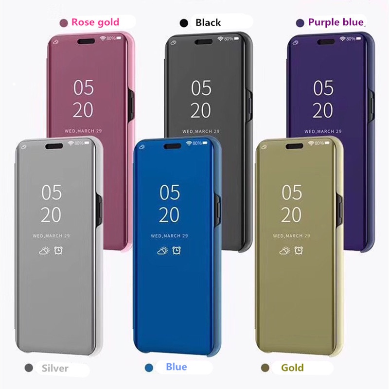 Ốp Điện Thoại Nắp Gập Tráng Gương Trong Suốt Thông Minh Sang Trọng Cho Samsung Galaxy A13 A23 A33 A53 A73 S22 Ultra