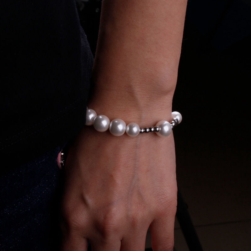 Vòng đeo tay đính hạt ngọc trai nhân tạo dễ phối đồ thời trang hip hop đơn giản độc đáo cho cặp đôi 22420
