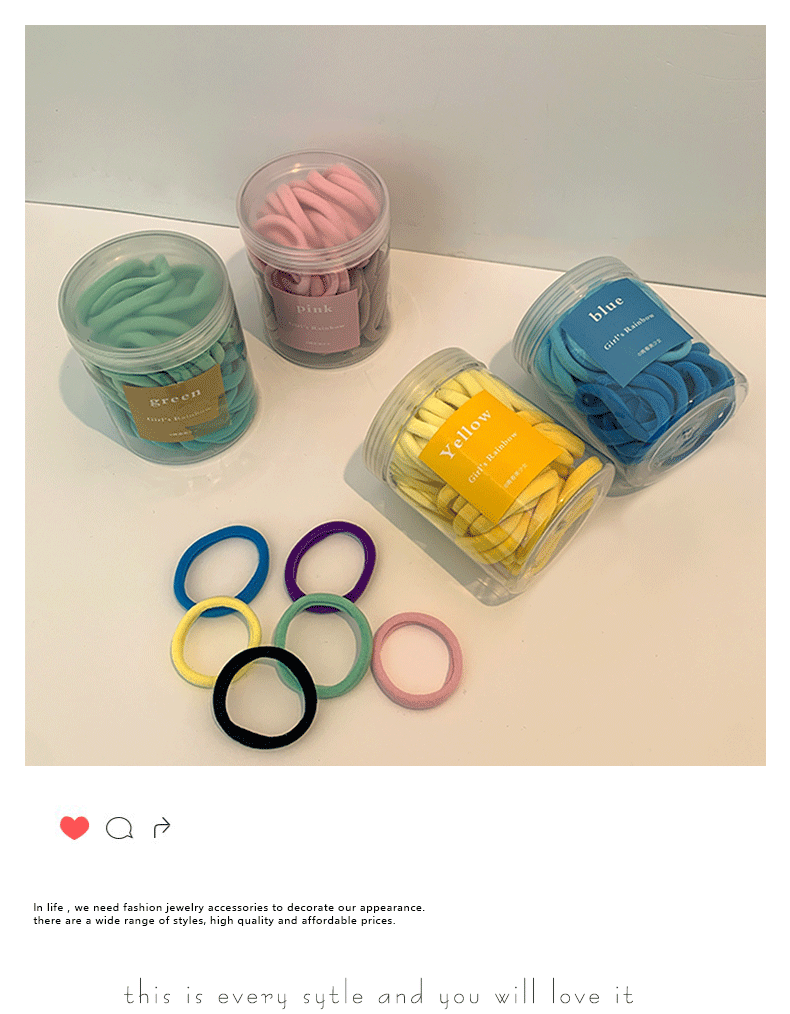 Bộ 50 dây cột tóc không làm hư tóc nhiều màu tuỳ chọn