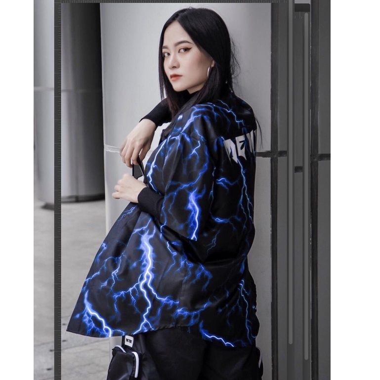Áo Sơ Mi Nam/Nữ Ngắn Tay SẤM XANH PHẢN QUANG | SƠ MI LỤA CNK |Form Unisex 40-100kg