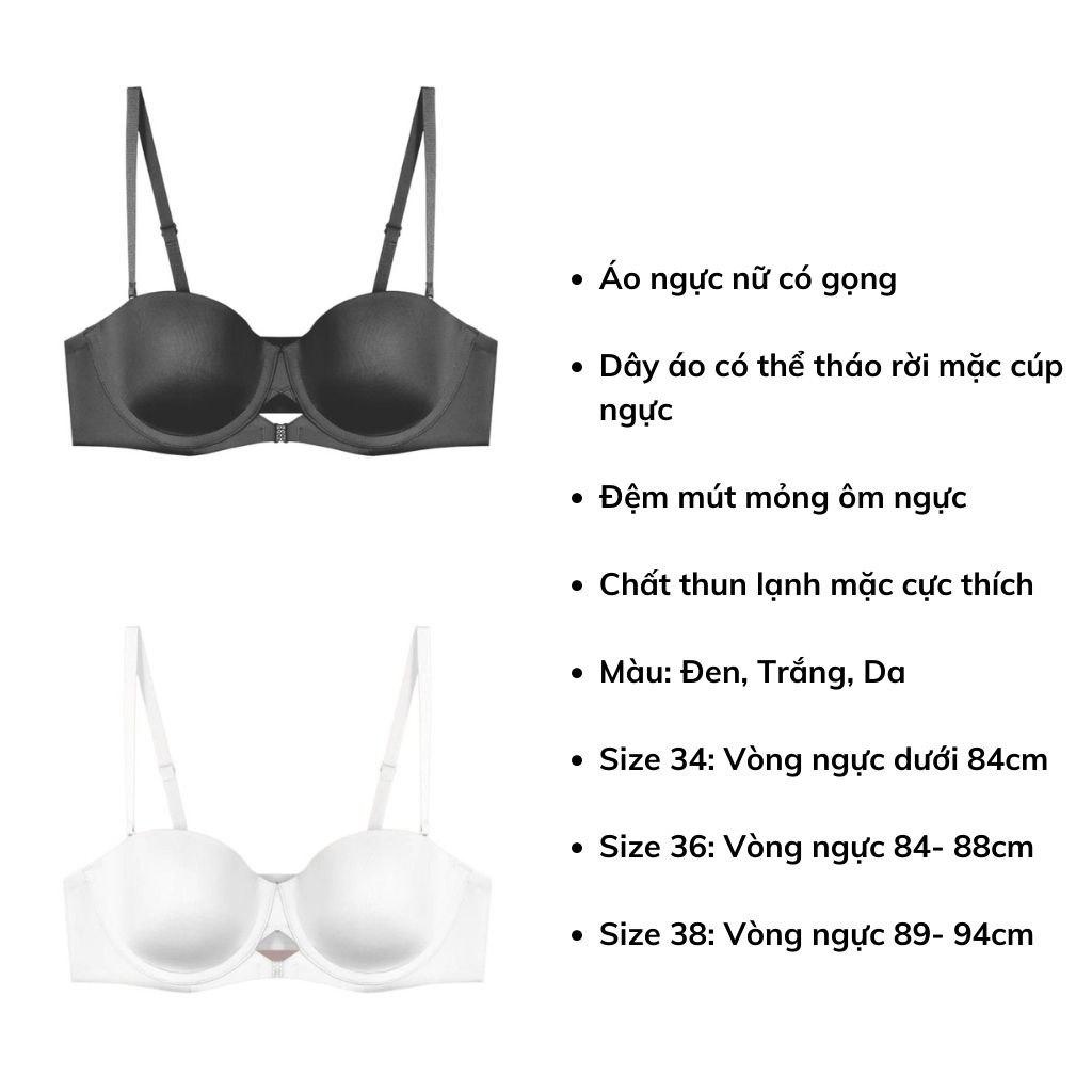 Áo ngực nữ có gọng nâng ngực tạo khe chất thun lạnh cao cấp không dây mặc cúp ngực siêu đẹp quyến rũ DEVARI A360