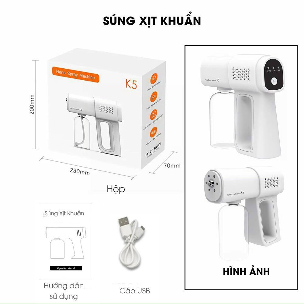 Súng phun khử trùng tự động🍙Hàng sẵn ship ngay🍚k-5Súng phun khử trùng Atomizer 💥 Cung cấp dung dịch rửa tay SLL 💥 cao cấ