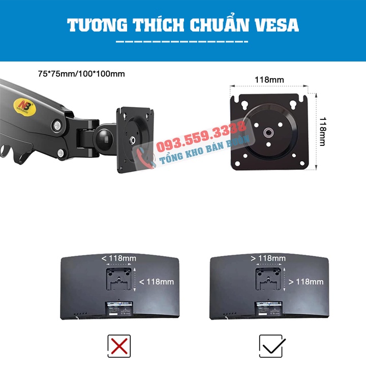 Giá Treo Màn Hình NB - F425 24 - 35 Inch / Giá Treo Tivi Lắp Đặt Treo Tường Tùy Chỉnh Đa Năng - Xoay Màn 360 Độ