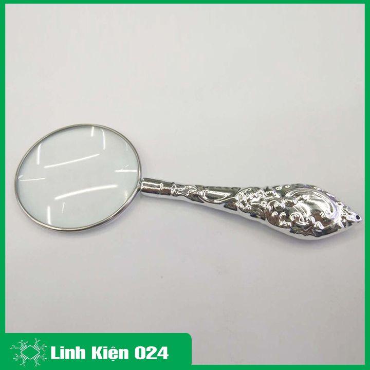 Kính lúp quang học cầm tay HD 18155-6 kim loại, hoa văn đẹp dùng để đọc, sửa chữa điện tử