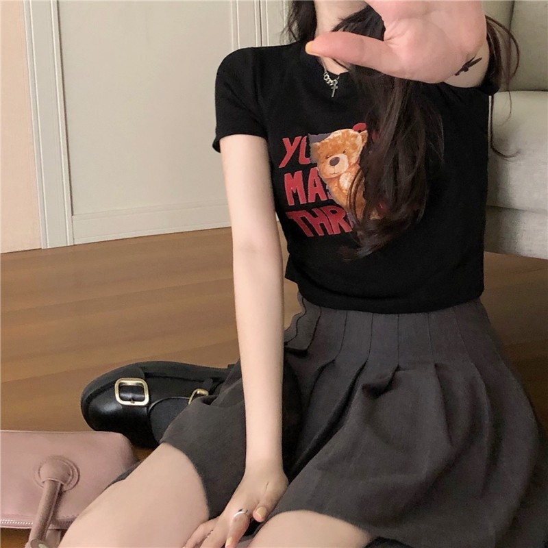 Áo Thun Nữ Tay Ngắn In Hình Gấu Thời Trang Hàn Quốc